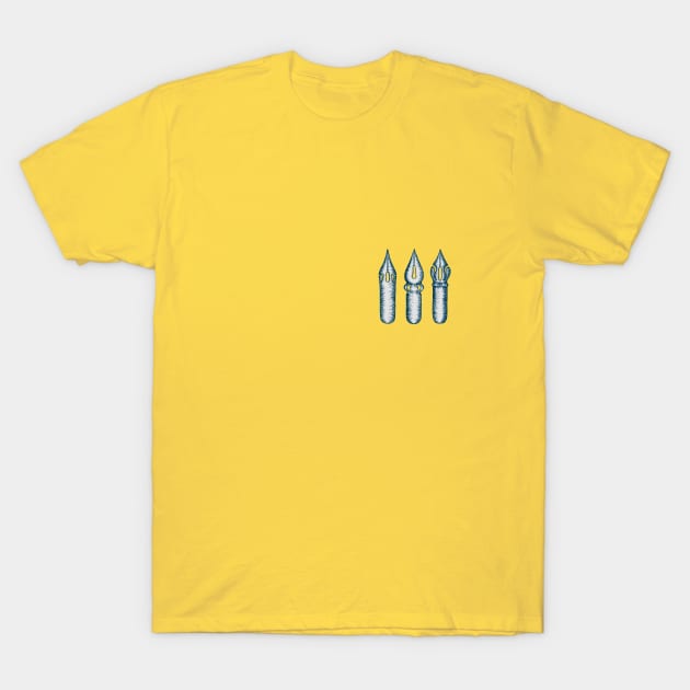 Dip Pen Nibs (Mustard, Teal and Light Grey) T-Shirt by illucalliart